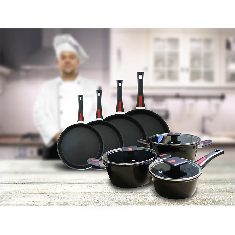 Bộ nồi đáy từ hợp kim nhôm phủ PTFE Kims cook chống dính 2 mặt