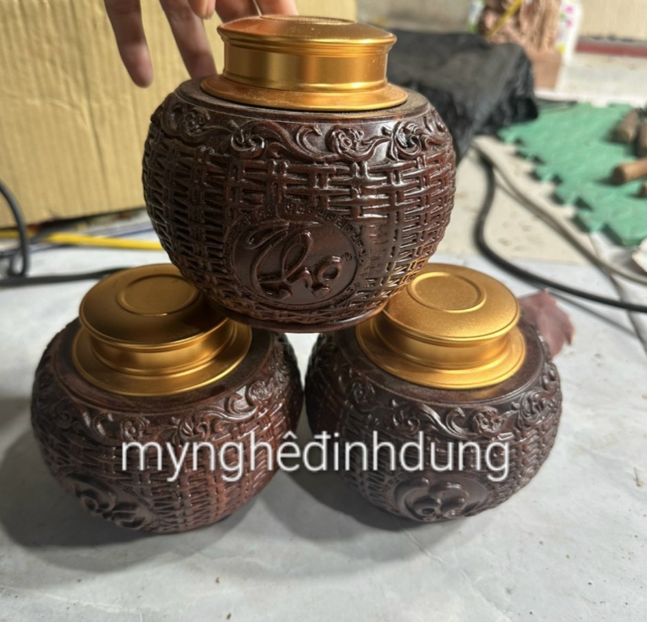 Hũ đựng trà (chè) đựng đa năng bằng gỗ trắc kt 14×14×13cm