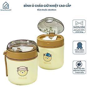 Bình Ủ Cháo DEAR LITTLE BEAR Kèm Muỗng, Túi Xách, Nhựa Không BPA, Inox 304 An Toàn - HÀNG CHÍNH HÃNG MINIIN
