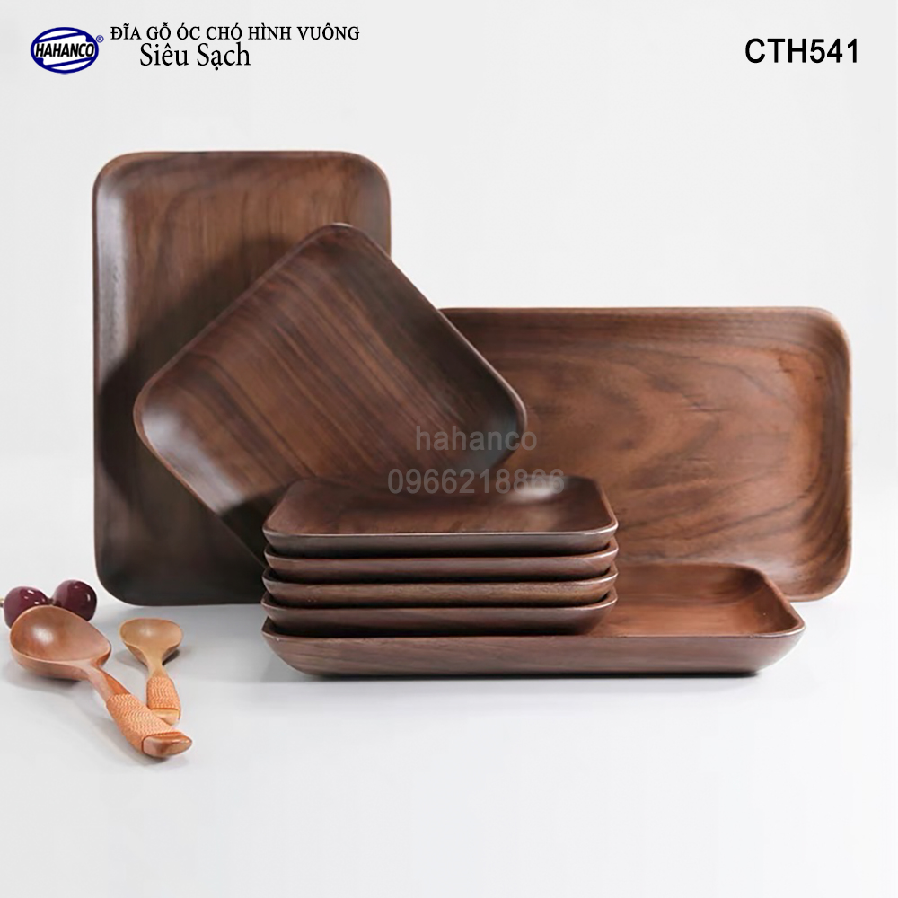 Đĩa vuông gỗ Óc Chó nhập khẩu Mỹ nguyên khối - hàng Xuất Khẩu Châu Âu - CTH541 - đựng đồ ăn/trang trí - đĩa bánh mì/trái cây/ bít tết/ pizza/ phụ kiện chụp ảnh, bày món ăn trong nhà hàng - Sang trọng trên bàn ăn