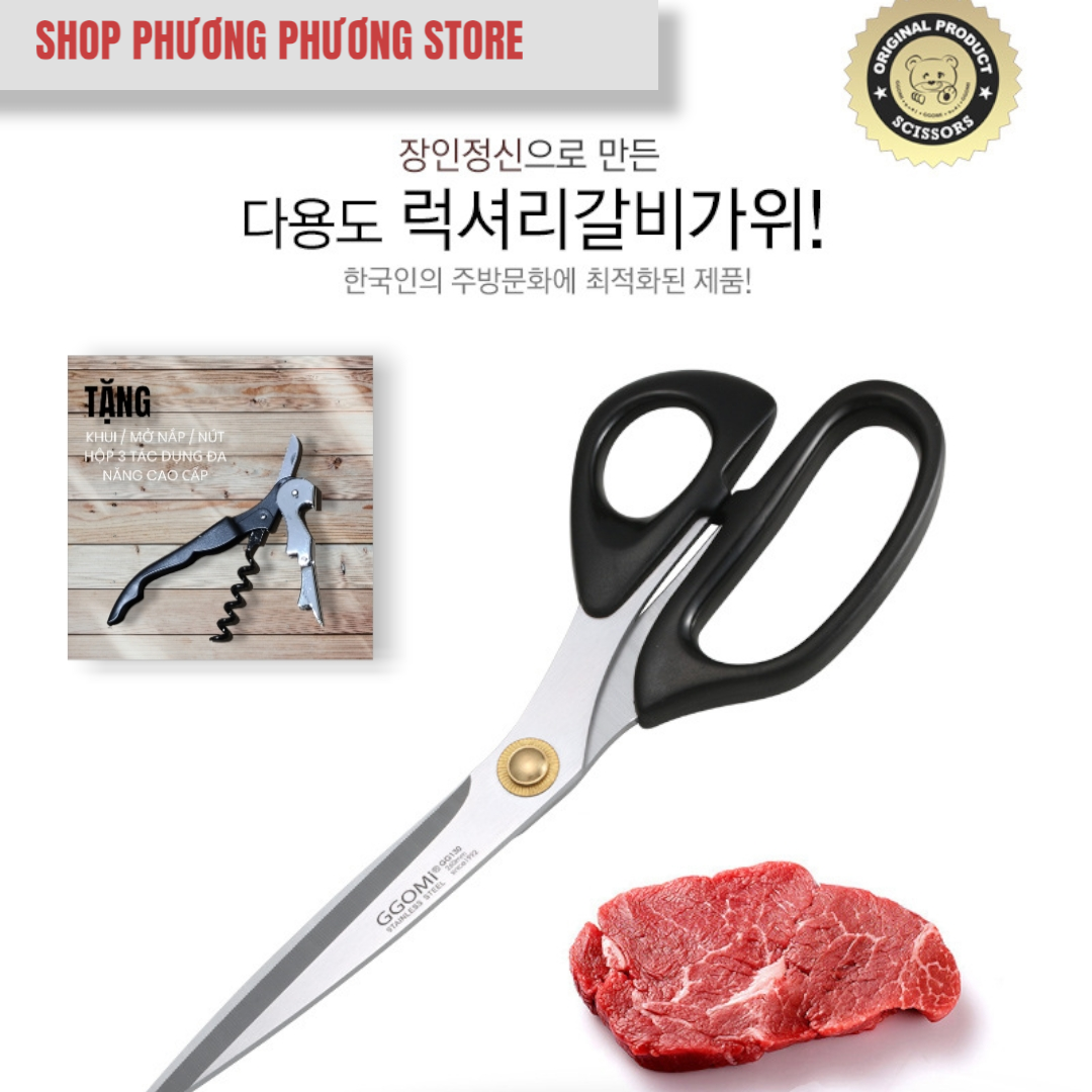 Kéo Hàn Quốc GGOMI Nhà Bếp Cắt Gà Cắt Đồ Đa Năng ( Tặng Khui 3 in 1 )
