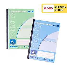 Sổ kẻ ngang may dán gáy Composition book KLONG A4 120 trang 56/84; MS: 308