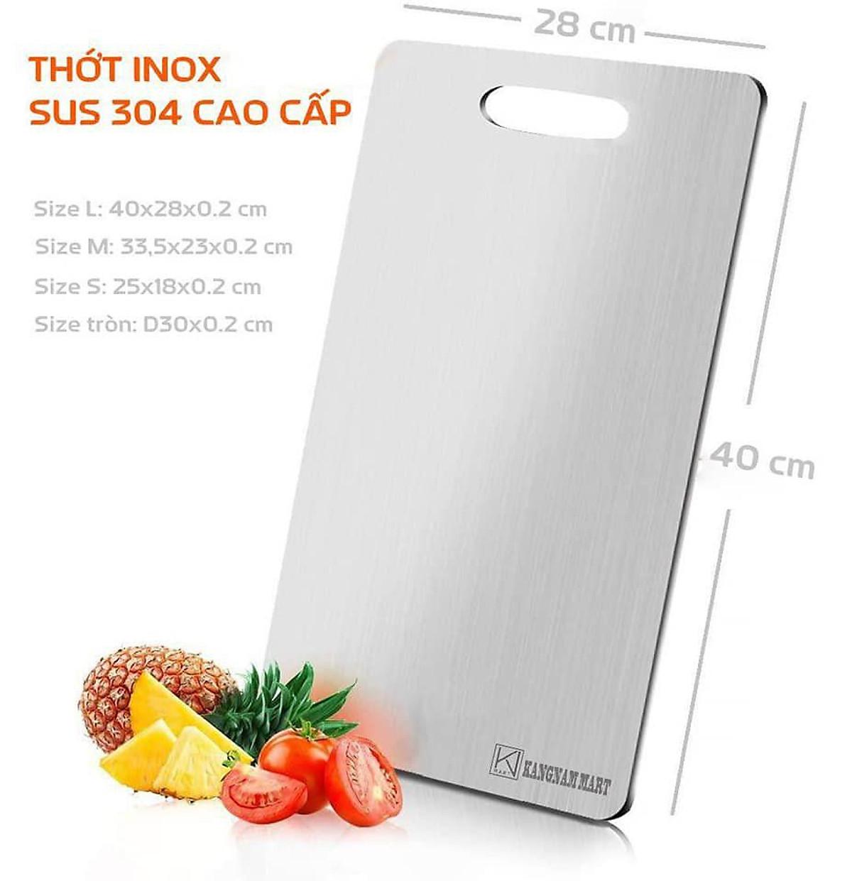 Thớt Inox 304 Cao Cấp KHông Gỉ- Size 33,5x23cm , Kháng Khuẩn, Chống Ẩm Mốc, Thớt Nhà Bếp- Hàng Loại 1. Chính Hãng