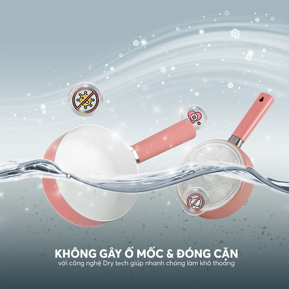 Chảo nhôm chống dính an toàn Elmich Baby EL 5936AP, EL-5935AP, EL-5940YA (16-18cm), dùng cho mọi loại bếp - Hàng chính hãng