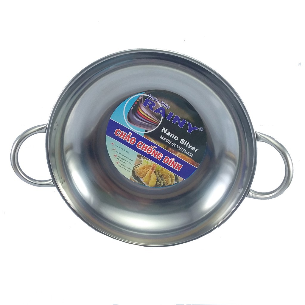 Chảo inox 2 quai chống dính Rainy- Hàng chính hãng