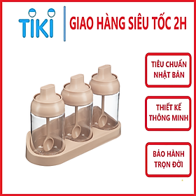 Bộ 3 hộp gia vị Tritan Yoko - Chính Hãng inochi Tiêu chuẩn nhật bản dễ dàng vệ sinh và sử dụng.