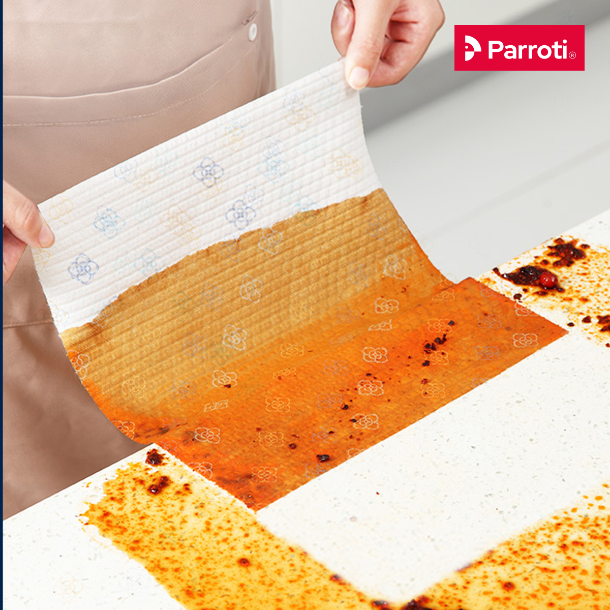 Khăn giấy cuộn đa năng, lau bếp, lau kính, chén bát, lau tay (50 khăn/cuộn, 25cm x25cm) - Parroti Bingo NG01
