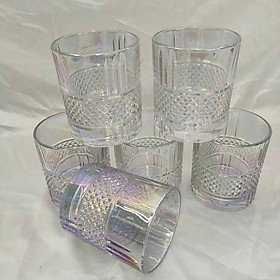 Bộ 6 cố thủy tinh uống nước vân kim cương hạt ánh trai