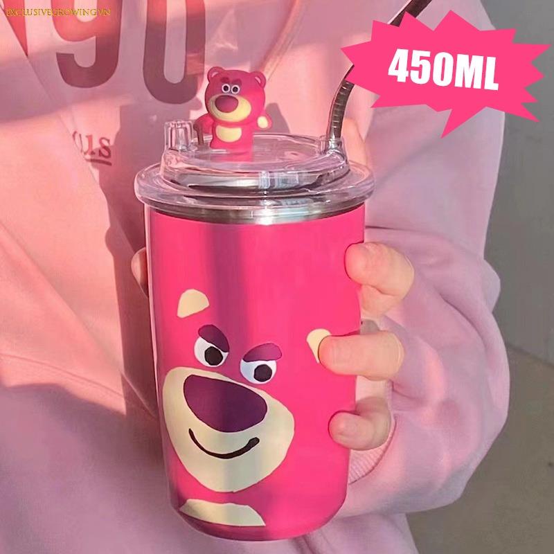 Ly Giữ Nhiệt Gấu Dâu Dễ Thương , Cốc Hoạt Hình Hồng Inox 304 Cao Cấp Không Gỉ Tặng Ống Hút Tiện Lợi - HÀNG CHÍNH HÃNG MINIIN