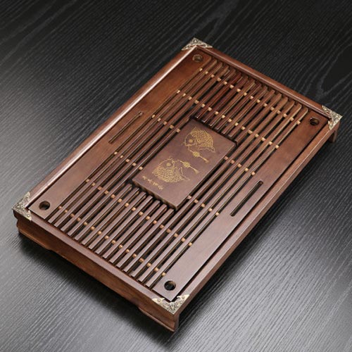 Khay Trà Gỗ cao cấp - Ốp Đồng 4 Góc Sang trọng