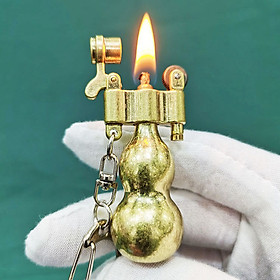 Vỏ Hột Quẹt Bật Lửa Xăng Đá Dophin HY-738 Kiêm Móc Treo Chìa Khóa Hình Quả Bầu Hồ Lô Màu Vàng Tài Lộc