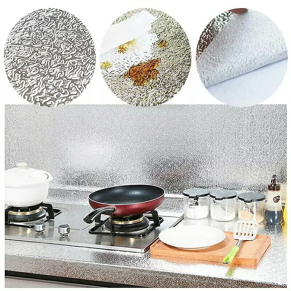 combo 3 cuộn Giấy Dán Bếp Tráng Nhôm Cách Nhiệt, Chống Dầu Mỡ cuôn 3m x 60cm