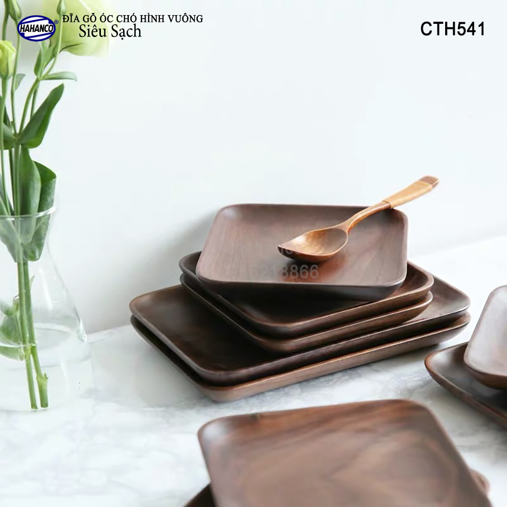 Đĩa vuông gỗ Óc Chó nhập khẩu Mỹ nguyên khối - hàng Xuất Khẩu Châu Âu - CTH541 - đựng đồ ăn/trang trí - đĩa bánh mì/trái cây/ bít tết/ pizza/ phụ kiện chụp ảnh, bày món ăn trong nhà hàng - Sang trọng trên bàn ăn