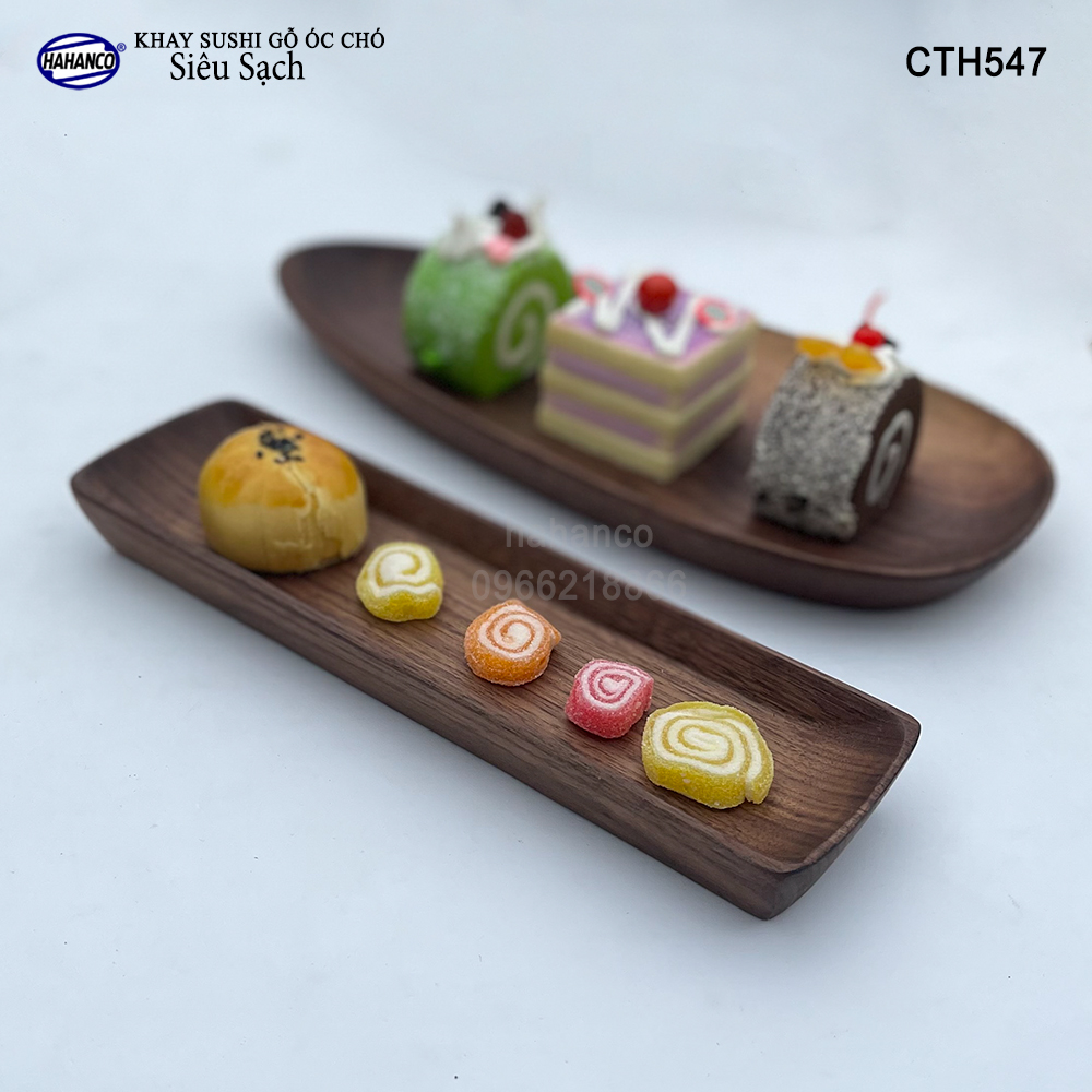 Khay Sushi gỗ Óc Chó nhập khẩu Mỹ nguyên khối - CTH547 - hàng Xuất Khẩu Nhật - đựng đồ ăn/trang trí - đĩa bánh mì/trái cây/bít tết/phụ kiện chụp ảnh, bày món ăn trong nhà hàng - Sang trọng trên bàn ăn