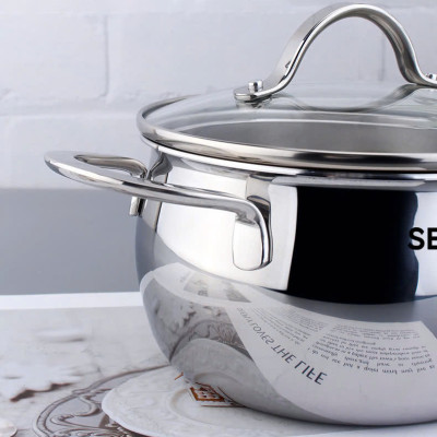 Nồi Canh SEKA Inox Cao Cấp Size 16cm, 20cm, 26cm nồi hầm kho thịt kho cá, nồi dùng cho mọi loại bếp