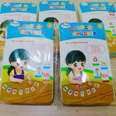 Combo 2 bộ thẻ Chữ cái và chữ ghép, Thẻ học toán dành cho bé 4-6 tuổi