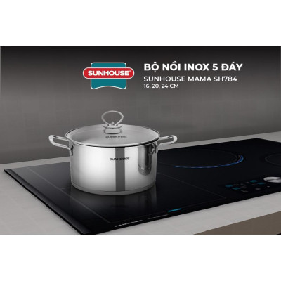 Bộ Nồi Inox 5 Đáy SUNHOUSE MAMA Đáy Từ SH784