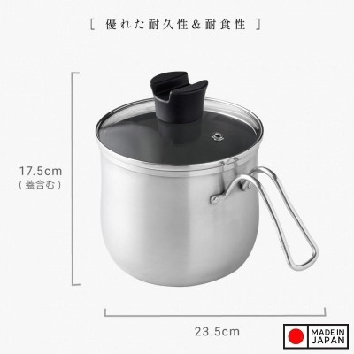Nồi Inox đa năng dùng cho bếp từ Ernest Ippinbutsuso Size 14cm dung tích 2.1L - Hàng nhập khẩu chính hãng từ Nhật Bản