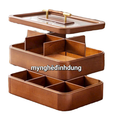Hộp đựng bánh kẹo , hạt rưa đa năng... bằng gỗ hương kt 33,5×22,5×5cm