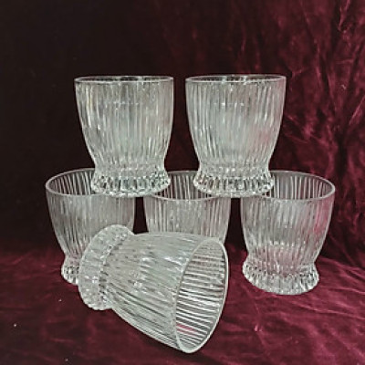 Bộ 6 cốc uống nước thủy tinh chịu nhiệt cao cấp vân tăm