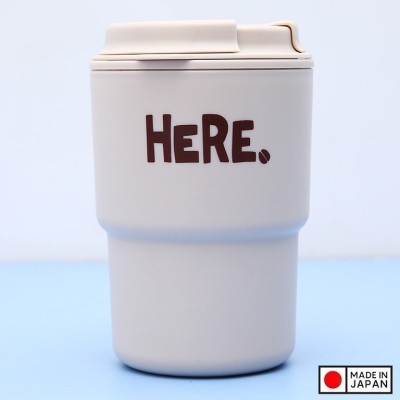 Ly cốc có nắp tiện lợi, giữ nhiệt nóng lạnh đều được 320ml, chất liệu nhựa PP (màu kem)