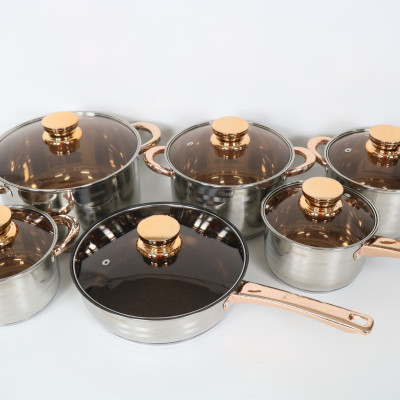 Bộ 6 Nồi Chảo Inox 5 Đáy Eb EBBERG EB-813 (EB-8013/EB8013B/EB-811) Dùng Mọi Bếp - Hàng Chính Hãng