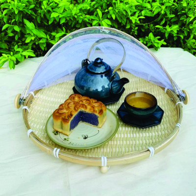 Lồng bàn tre, mẹt lồng bàn gấp gọn decor nhiều Size thân thiện với môi trường 42cm