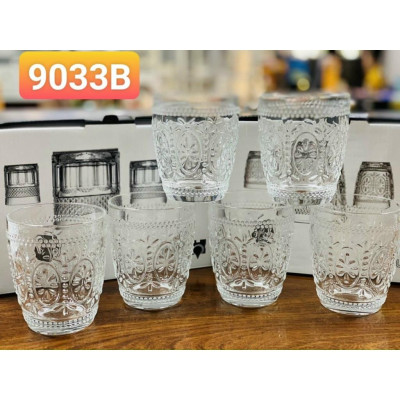 Bộ 6 ly thủy tinh chịu nhiệt uống nước vân kim cương  sang trọng