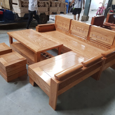 Sofa Góc Nhỏ Gỗ Sồi Mặt Liền màu đinh hương GNL-02