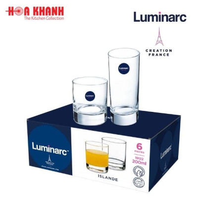 Ly Thấp Uống Nước Thủy Tinh Luminarc Islande 200ML & 300ML - 19122 & D0617 - Bộ 6 ly
