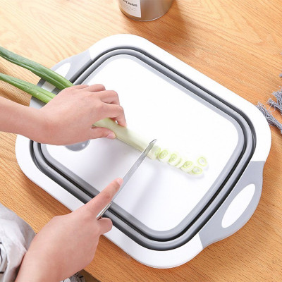 Thớt Nhựa Gấp Gọn Thông Minh Kèm Chậu Rửa Rau Đa Năng 3 Trong 1
