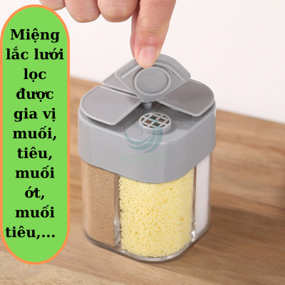Hộp đụng gia vị 4 ngăn 8.5x6.5x6.5 cm Lọ Gia Vị 4 Ngăn Tiện Lợi Cho Nhà Bếp, Dã Ngoại Cắm Trại