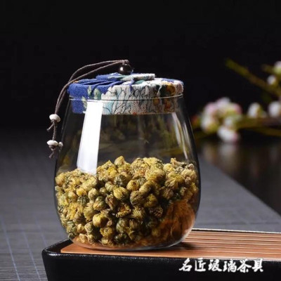 Lọ chè thuỷ tinh nắp vải 800g