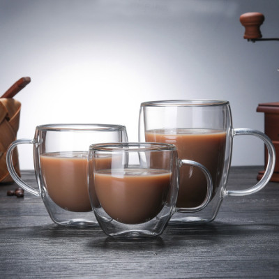 Mẫu ly thủy tinh 2 lớp nhiều dung tích uống trà uống cà phê