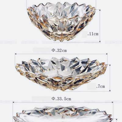 COMBO 3 KHAY THỦY TINH ĐỰNG BÁNH KẸO HOA QUẢ MÀU VÀNG CAO CẤP - ANTH687