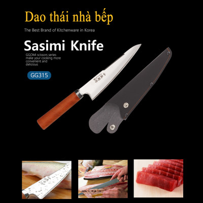 [HÀNG CHÍNH HÃNG] Dao thái Sasimi GGOMi Hàn Quốc GG315 dài 28cm, lưỡi 26cm bằng thép không gỉ, cắt, thái, lọc vảy cá
