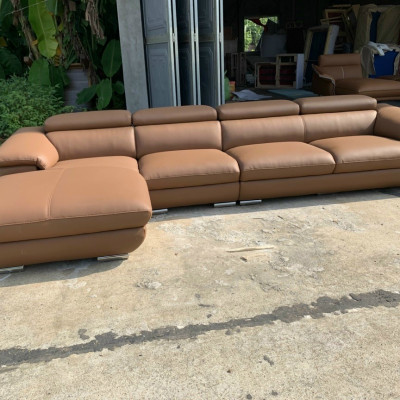 Sofa da Hàn Quốc Juno Sofa 3.1 m x 1.7 m, Đầu bật chân inox