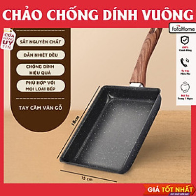 Chảo Vuông Chảo Đá Chống Dính Làm Bánh Chống Dính Vân Đá Dùng Được Trên Mọi Loại Bếp Chảo Đúc Bằng Đá Ceramic