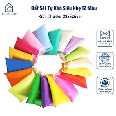 Đất Sét Tự Khô Siêu Nhẹ 12 Màu Cao Cấp Softclay Nặn Hình - An Toàn Cho Bé - HÀNG CHÍNH HÃNG MINIIN