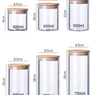 LỌ THỦY TINH NẮP GỖ  ĐỰNG GIA VỊ THỰC PHẨM KHÔ CAO CẤP 