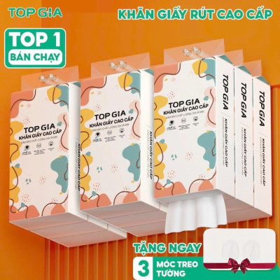 giấy treo tường TopGia giagia, đa sắc,3 màu,sắc việt,chữ C Khăn giấy cao cấp 4 lớp làm từ bột gỗ nguyên chất