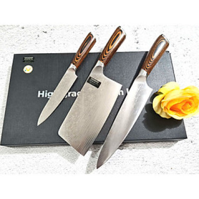 BỘ 3 DAO BẾP NHẬT THÉP DAMASCUS DT2