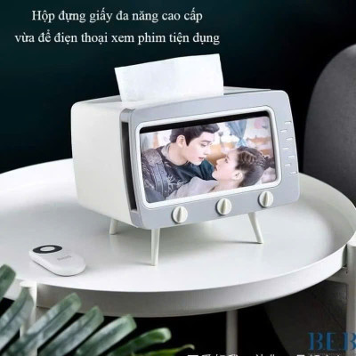 Hộp Đựng Khăn Giấy Di Động Kiêm Giá Đỡ Điện Thoại, Lưu Trữ Đa Chức Năng Cho Hộ Gia Đình - HÀNG CHÍNH HÃNG MINIIN