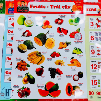 ￼Tranh lò xo- Bộ Tranh Treo Tường 6 Tờ 12 Chủ Đề dành cho bé (Song ngữ Việt Anh)