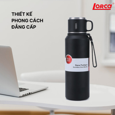 Bình Giữ Nhiệt Lorca Hàng Chính Hãng Inox Dung Tích 800ml, Chức Năng Giữ Nhiệt Tốt, Pha Trà, Pha Cà Phê