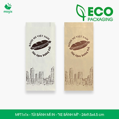 Combo 100 Túi bánh mì 24x9.5x4.5 cm - In sẵn họa tiết XE BÁNH MÌ - Bao bánh mì Túi giấy thực phẩm an toàn