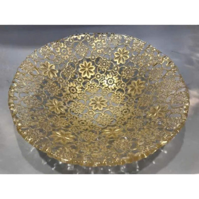 Đĩa sâu lòng Arabesque Centrepiece Gold Leaf IVV 41cm- họa tiết hoa vàng Hàng chính hãng