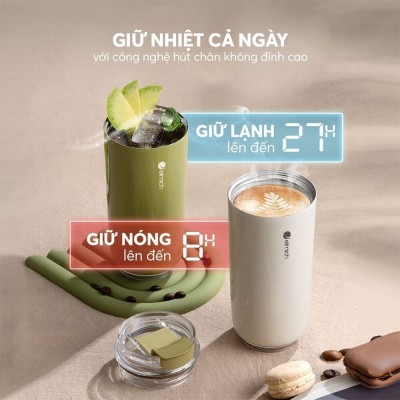 Ly giữ nhiệt inox 304 Elmich EL8300 dung tích 420ml, Hàng chính hãng, chống rò rỉ, nắp dạng bật - JoyMall