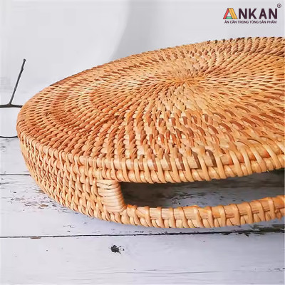 Khay Mây Tròn Đựng Trái Cây, Đồ Ăn, Decor Nhà Bếp – Khay Mây Tre Đan Thủ Công Cao Cấp ANKAN