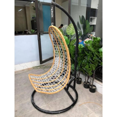 Hàng Siêu Cấp Xích đu đan, ghế lười, nôi treo thư giãn đọc sách sân vườn mây nhựa, dáng hình thìa  - Giá Tại Xưởng